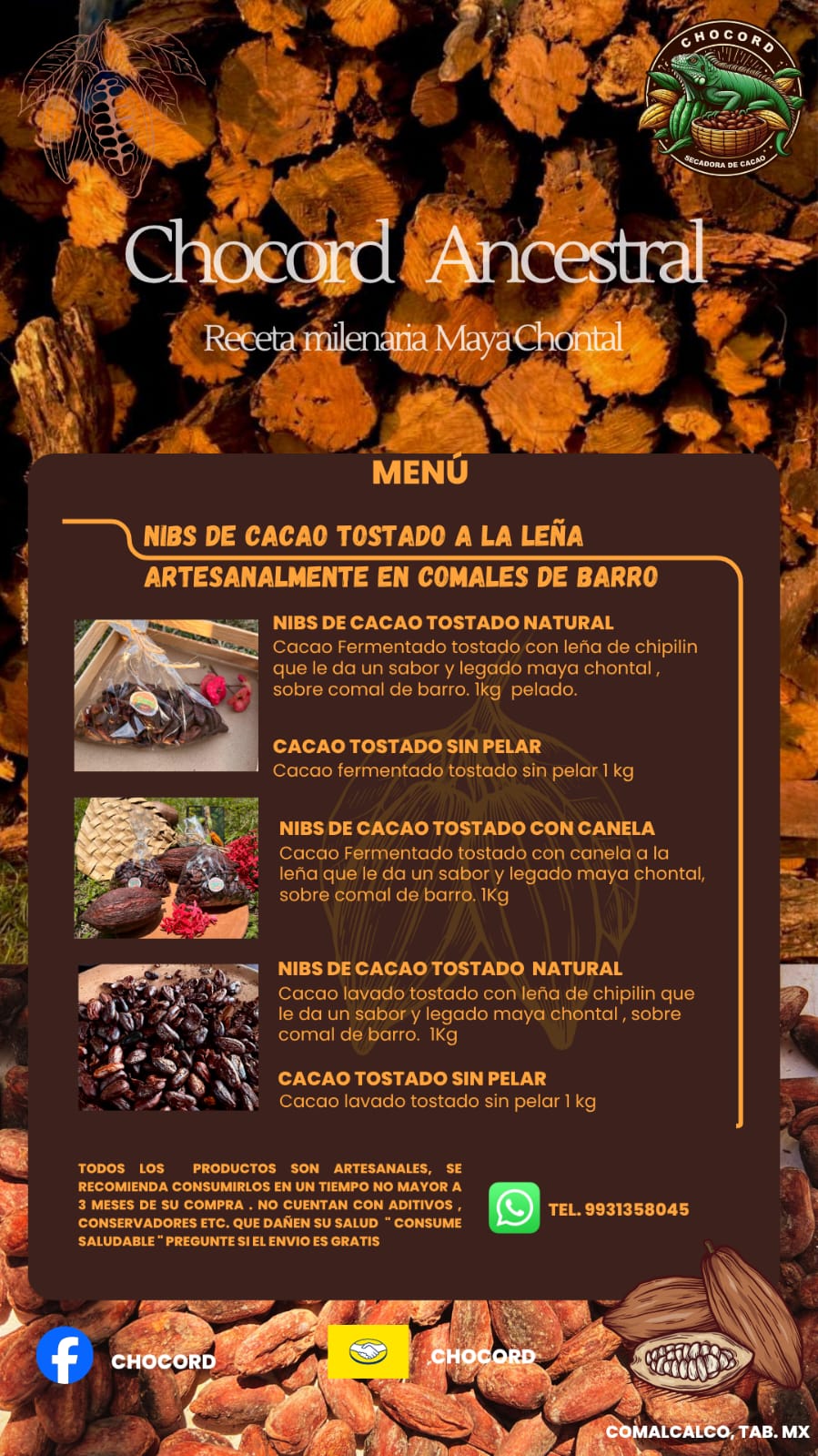 Nibs de cacao tostado artesanalmente por Chocord